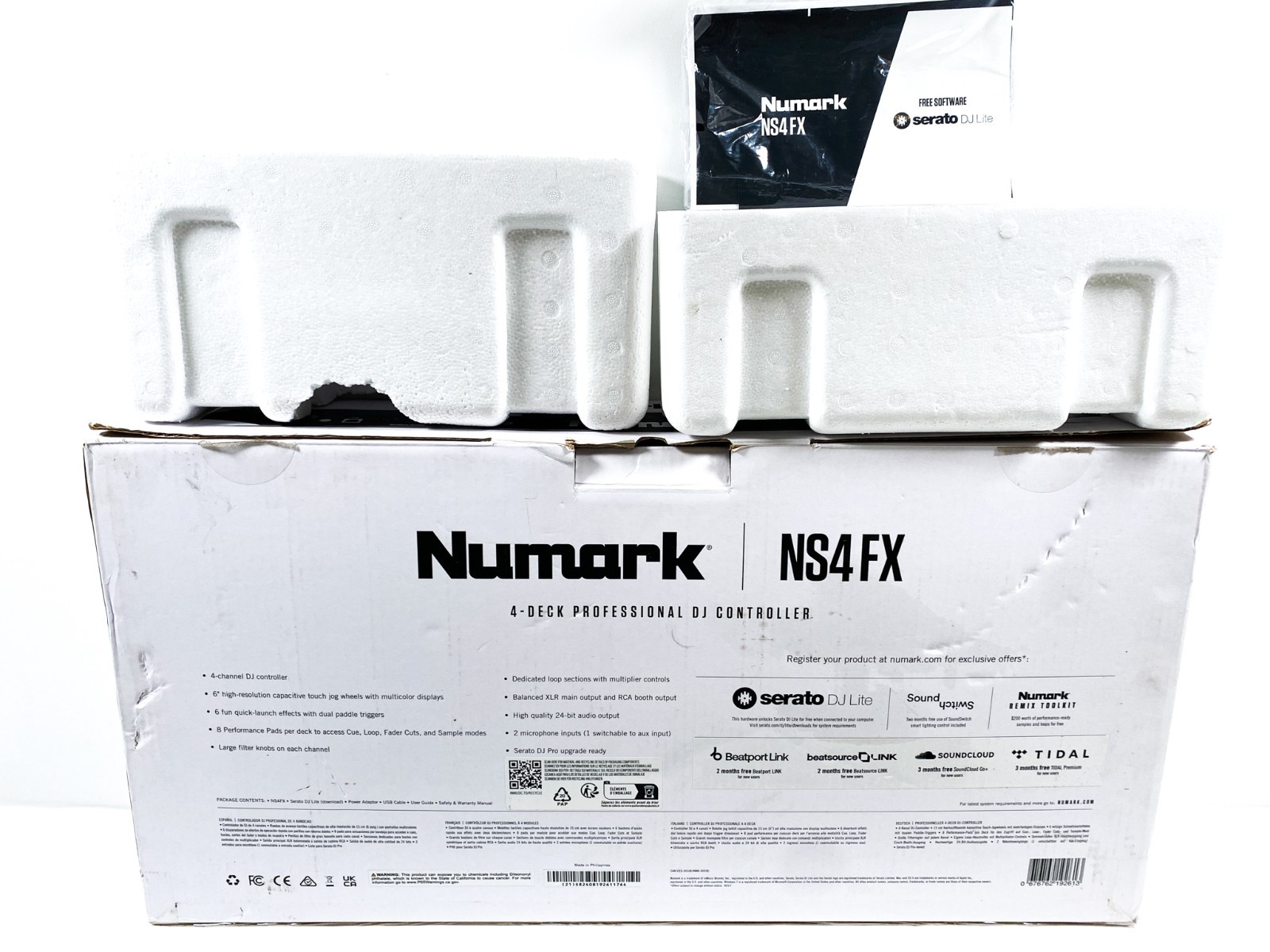 SEE VIDEO Numark NS4FX Quad Deck DJ Controller, Serato, Mixer, Loop/Sampler, EQ