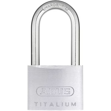 Abus 64Ti/40Hb-40 Kd Padlock, Keyed Different, Long Shackle, Square Aluminum