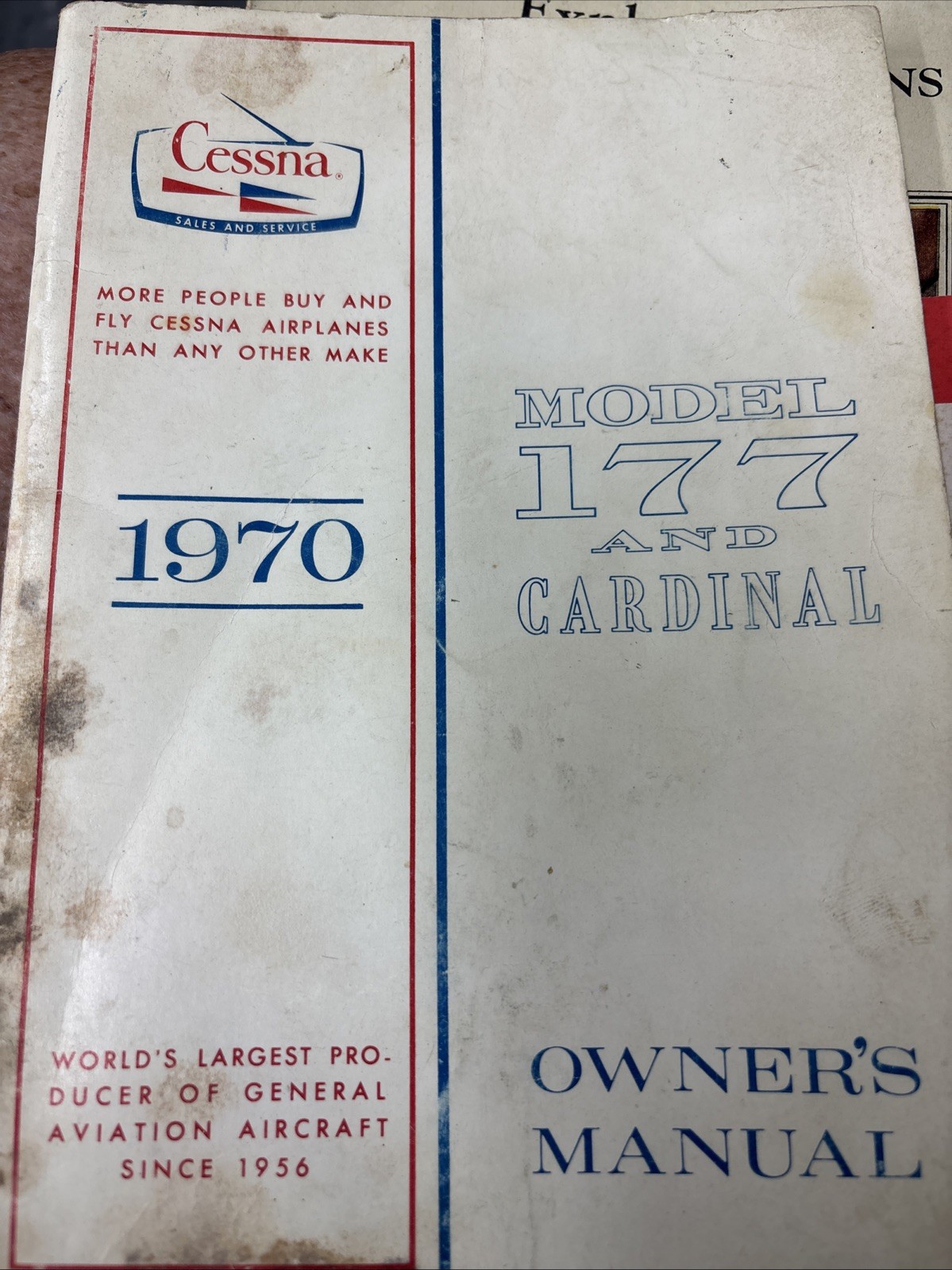 1970 Cessna Model 177 Cardinal Owner's Manual Original
