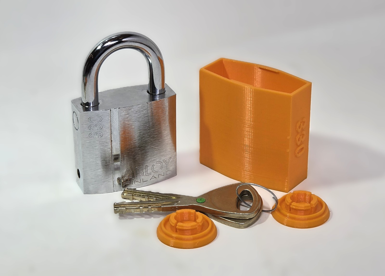 Abloy PL330B Padlock + Custom PETG Weatherproof Cover - Keyhole Dirt/Ice Shield