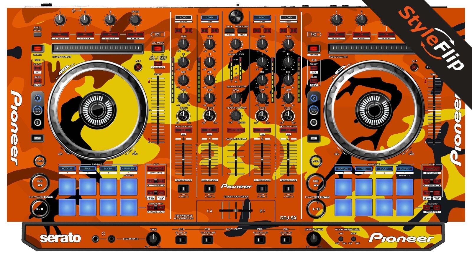 Pioneer DDJ-SX Skin | Orange Camo | Protective Decal | StyleFlip Skins