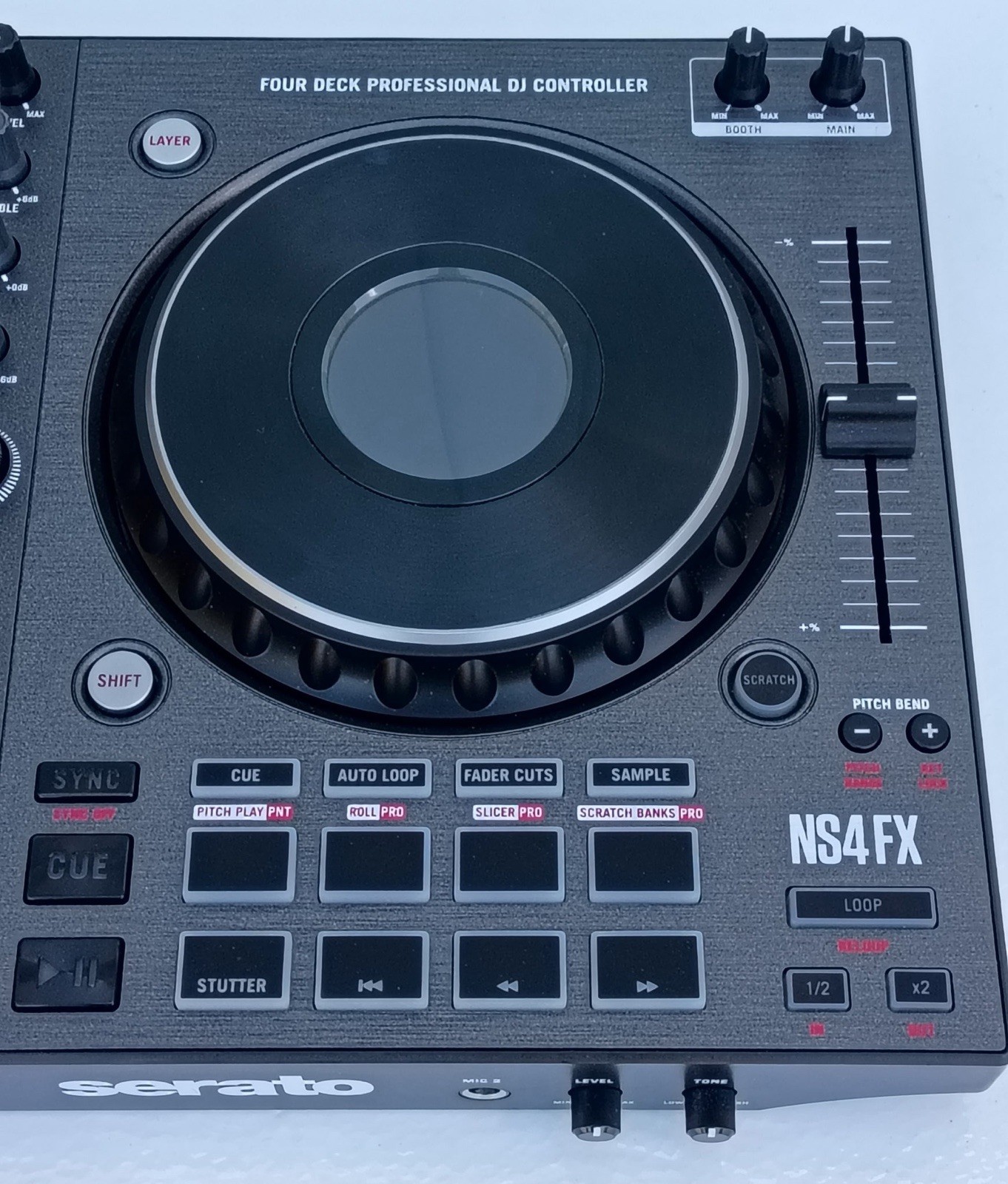 Numark NS4FX 4-Deck DJ Controller, Built-in Mixer, Serato, PC/Mac, Black