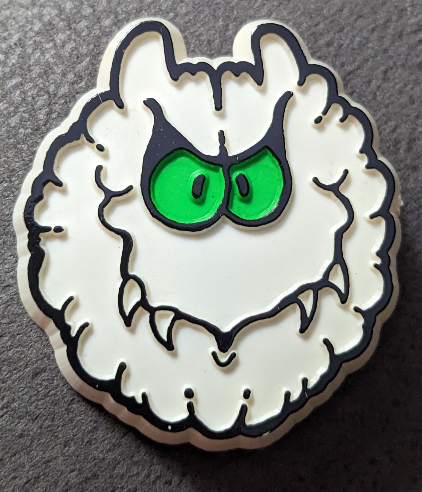 Vintage Green Eyed Monster Pin Hallmark Halloween 1980's Brooch Glow