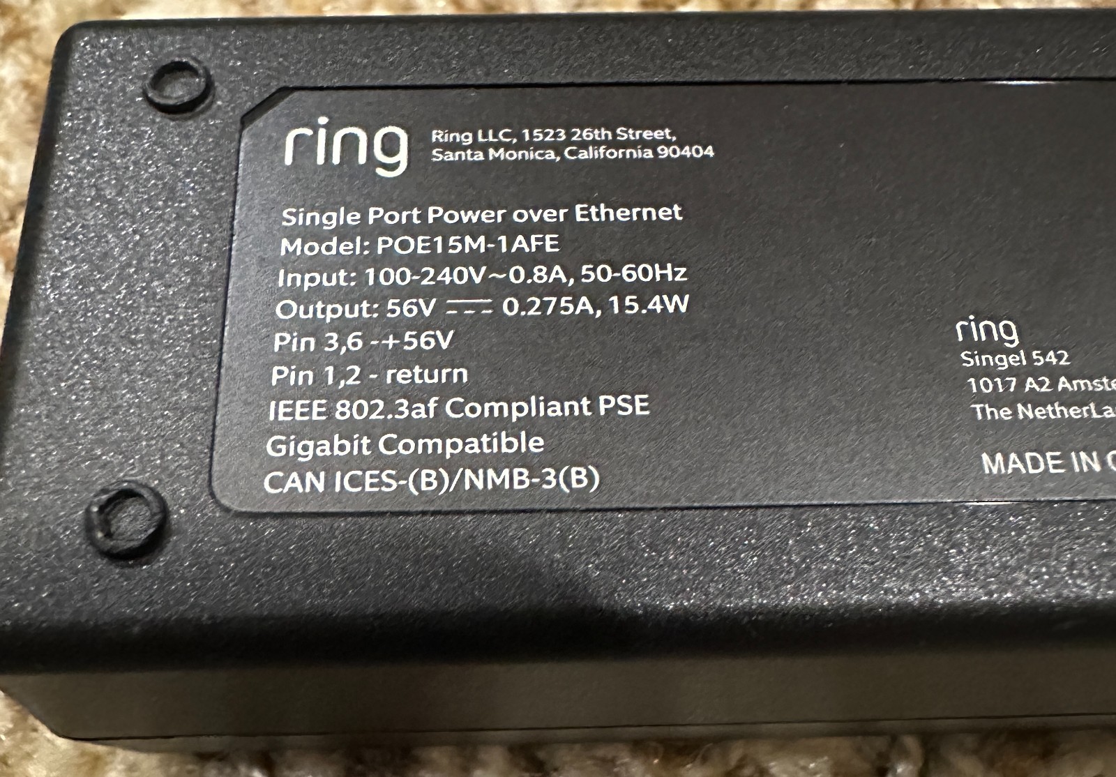 Ring POE Injector- POE 15M-1AFE