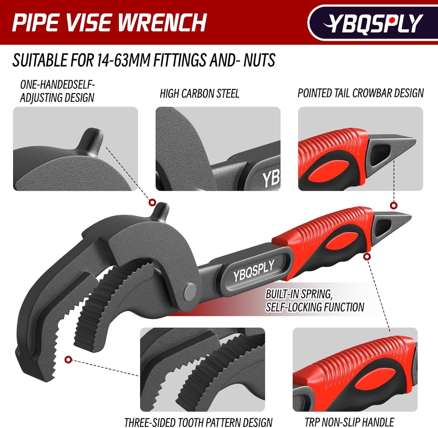 Pipe Wrench Set Self Adjusting Plumbing Tools Basin Vise Wrench