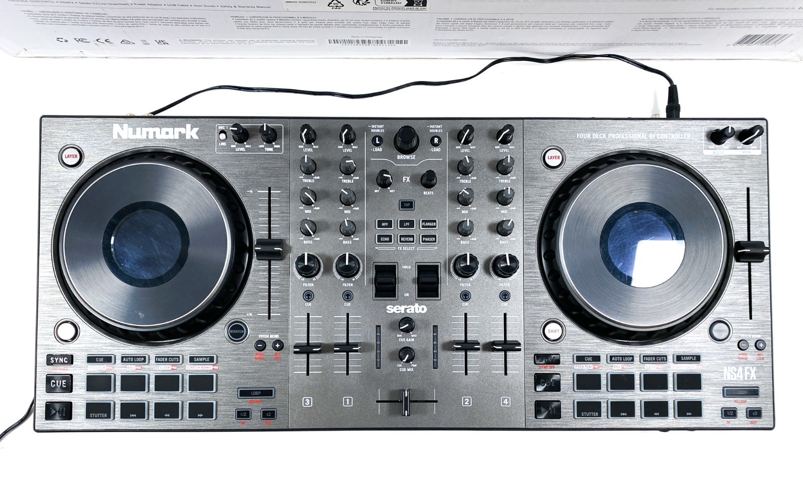 SEE VIDEO Numark NS4FX Quad Deck DJ Controller, Serato, Mixer, Loop/Sampler, EQ