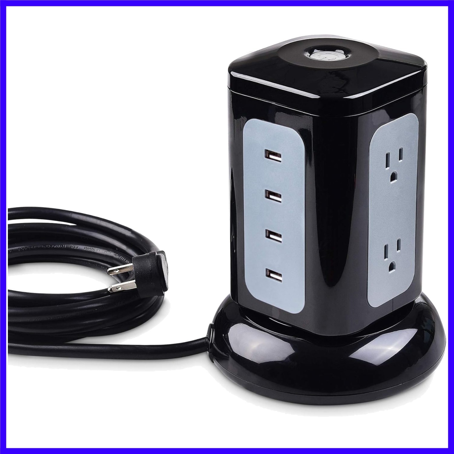 6 Outlet Surge Protector Tower with 4 USB Charging Ports 4.2A in Total and 10...