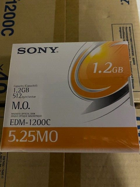 5 PACK SONY EDM1200C 1.2GB 512B/S 5.25" REWRITABLE MAGNETO OPTICAL DISK