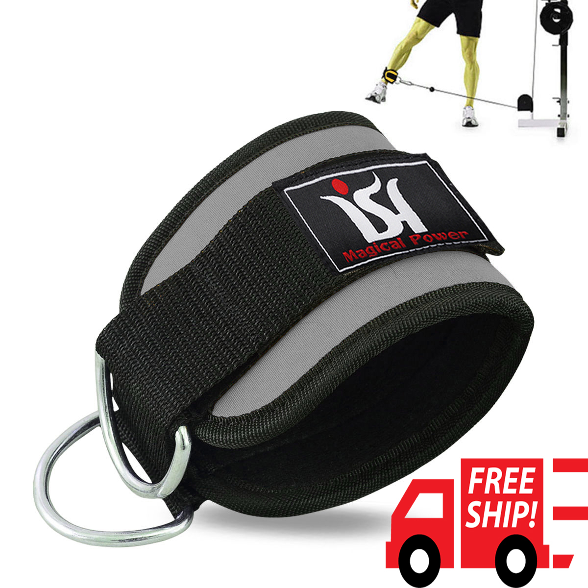 Exercise Ankle Straps Weight Lifting Gym D Ring Cable Attachment Strap Work out