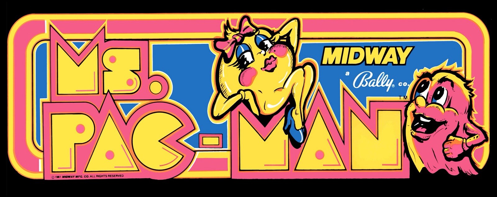 Ms Pac Man Arcade Cabinet Marquee High Quality Translite 23”x9”