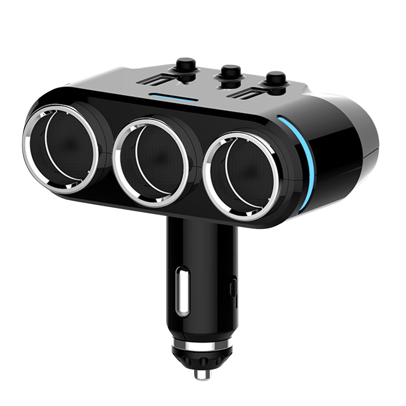 3-Way 12V Dual USB Car Charger Power Adapter Cigarette Lighter Socket Splitter