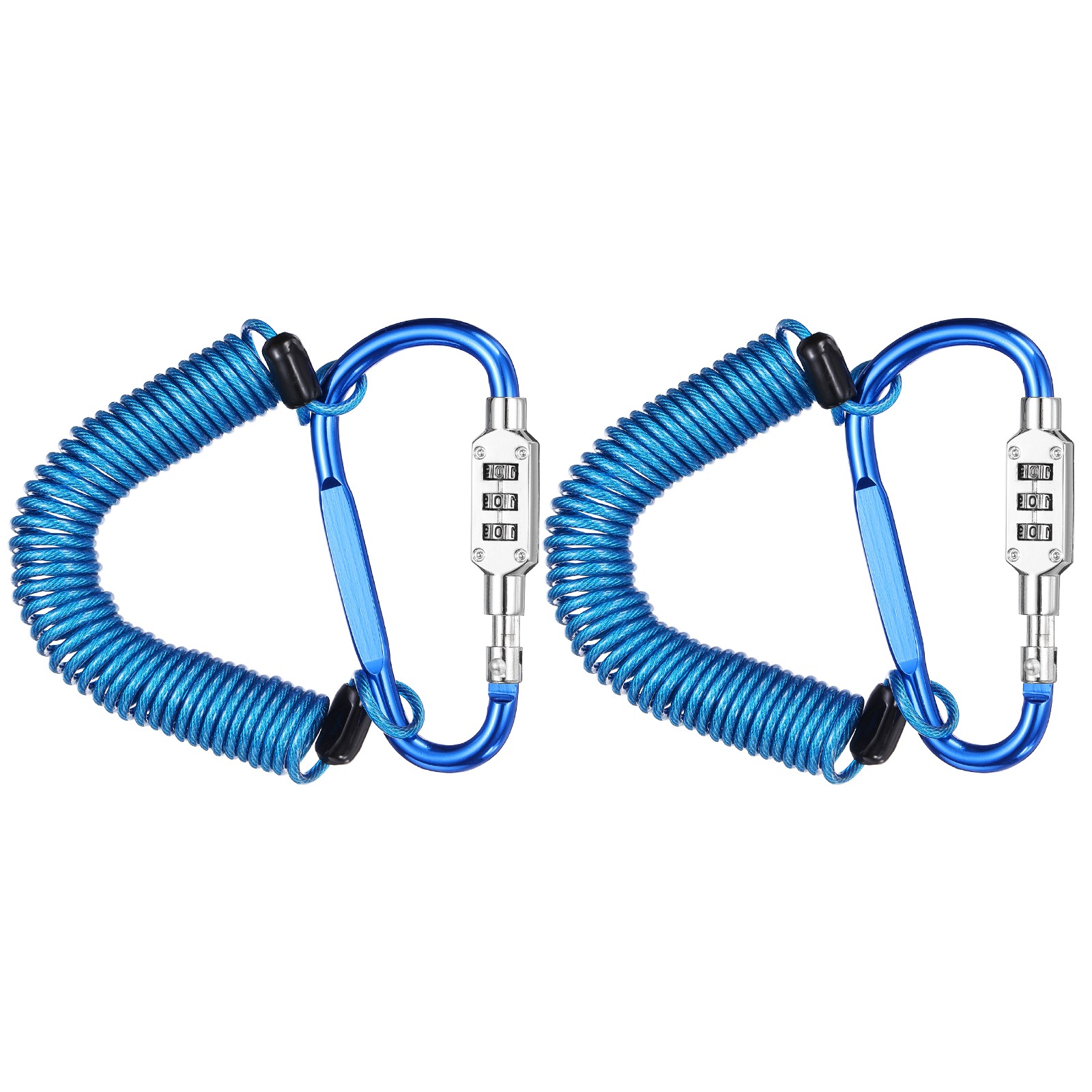 2 Set 8.2Ft Cable Lock Steel Safety Cable with 3.8" Combination Lock Blue