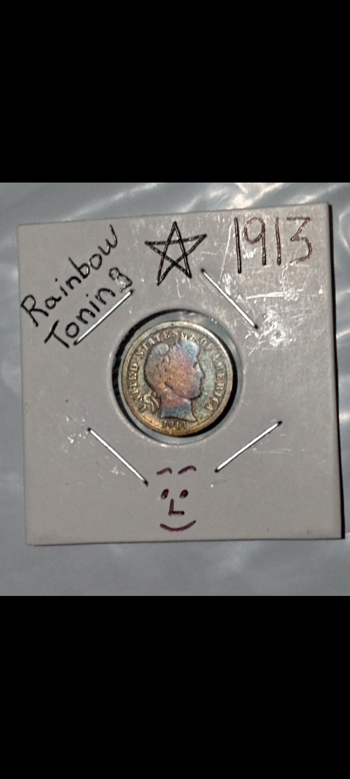 1913-P Barber Dime • Colorful Toning •