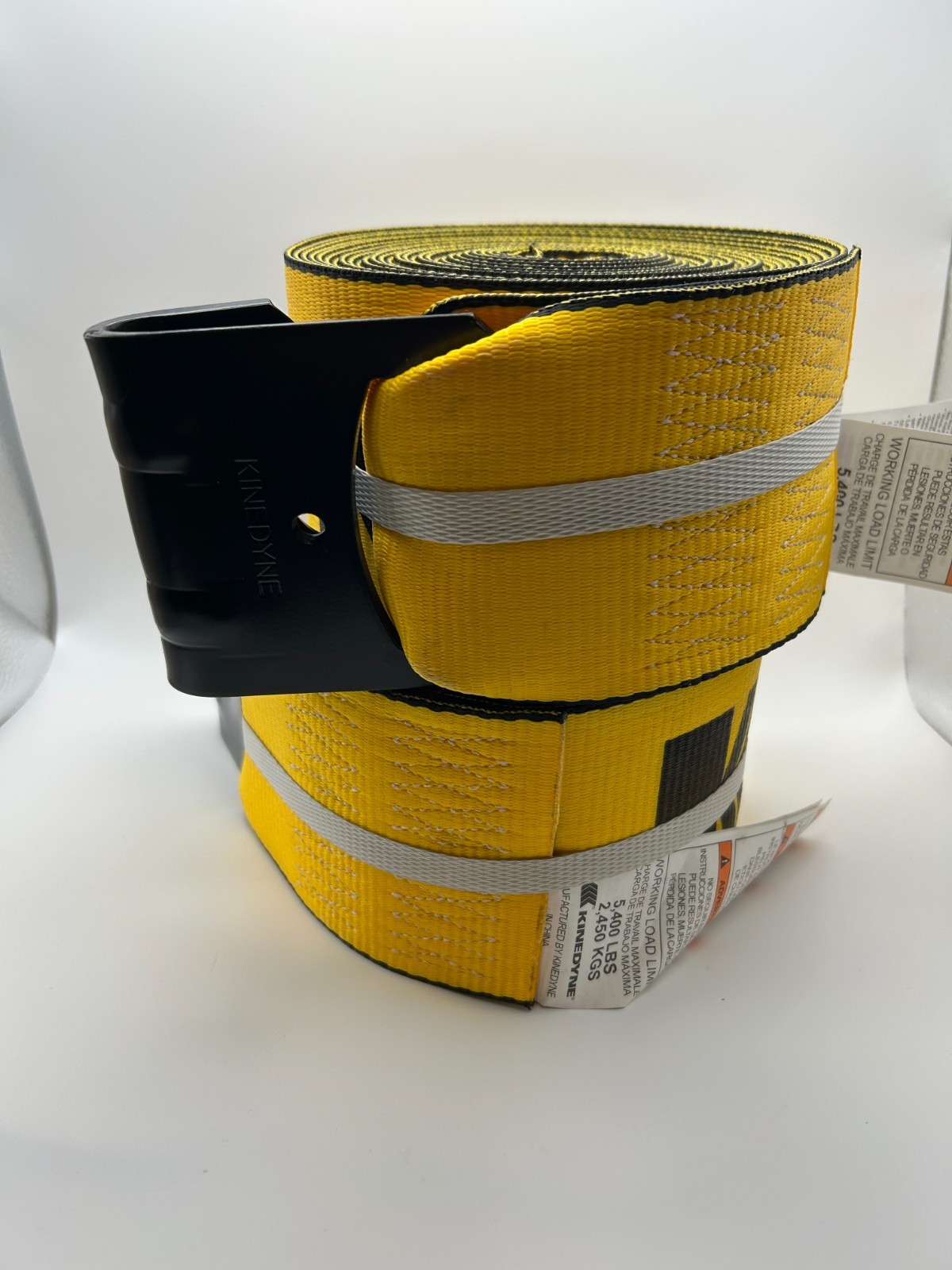 Qty 2 Kinedyne  4" x 27' Winch Straps w/ flat hook, Flatbed Tie Down Strap