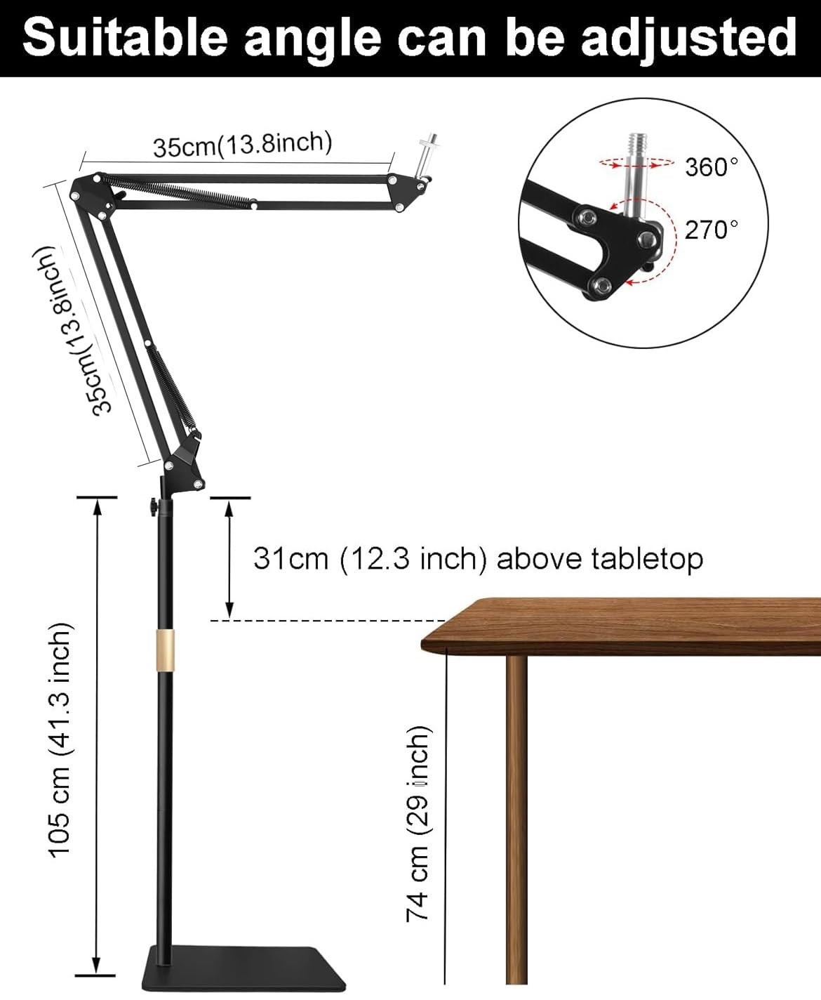 Microphone Floor Stand for Blue Yeti, Nano, Snowball, HyperX,Razer,Logitech U...