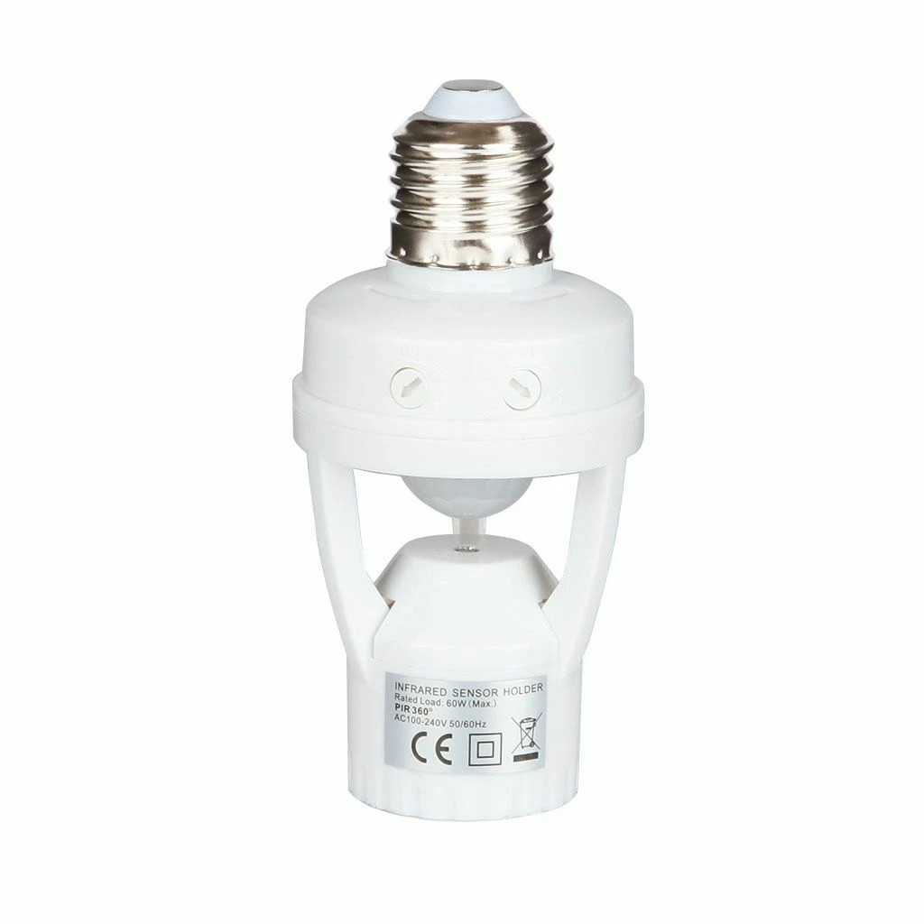2x Motion Sensor Light Socket,E26/E27 Smart Lamp Bulb Holder Adapter Auto On/Off