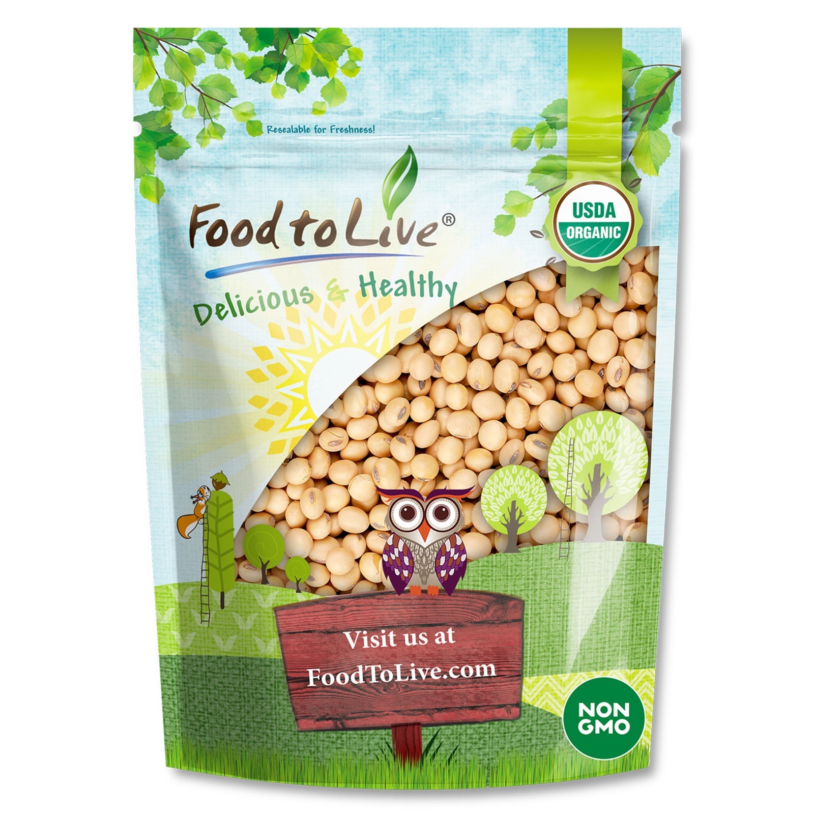 Organic Soybeans  – No-GMO, Vegan, Kosher, Bulk – by Food to Live