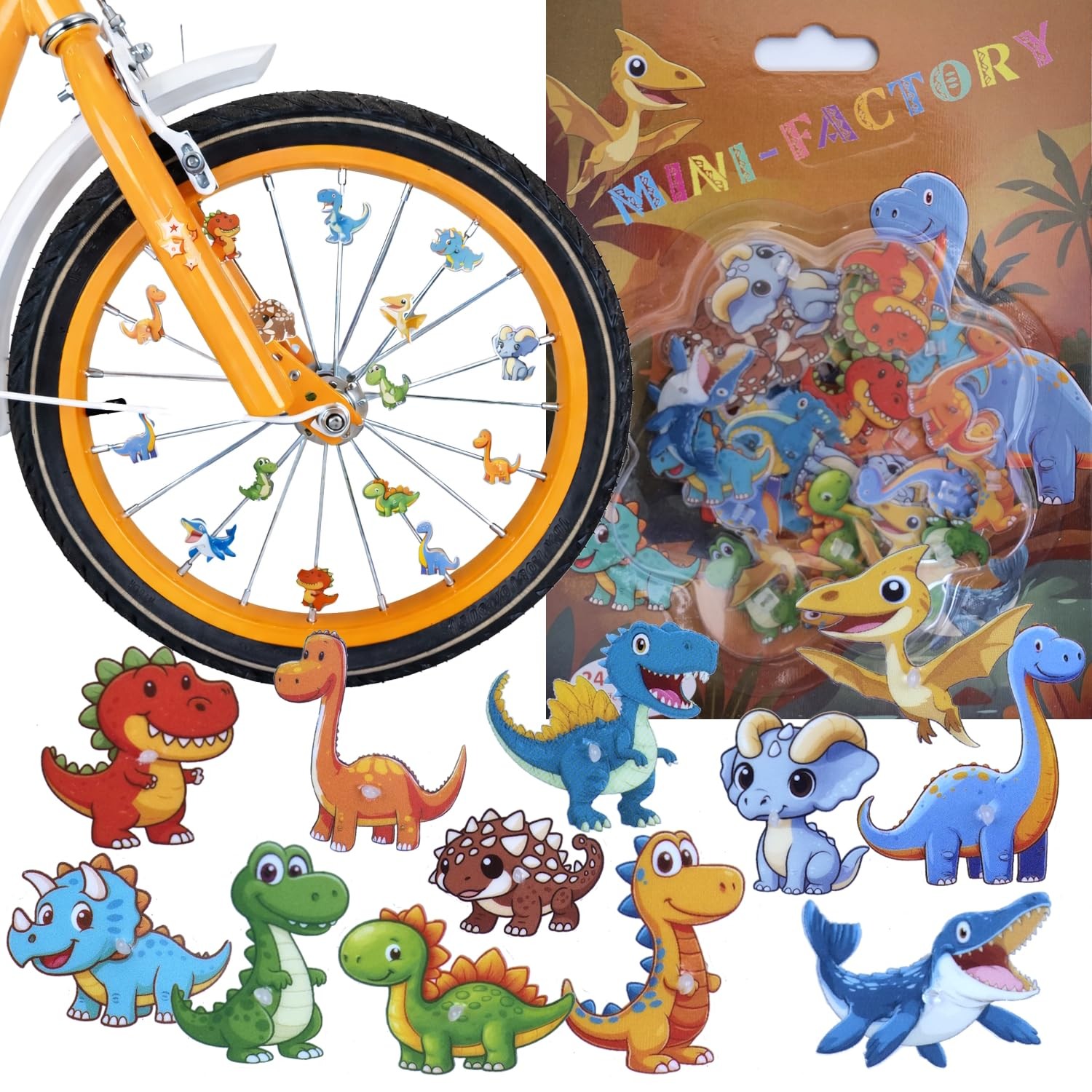 MINIFACTORY Bike Wheel Spoke Decorations – 24 ClipOn Flower & Butterfly Acces...