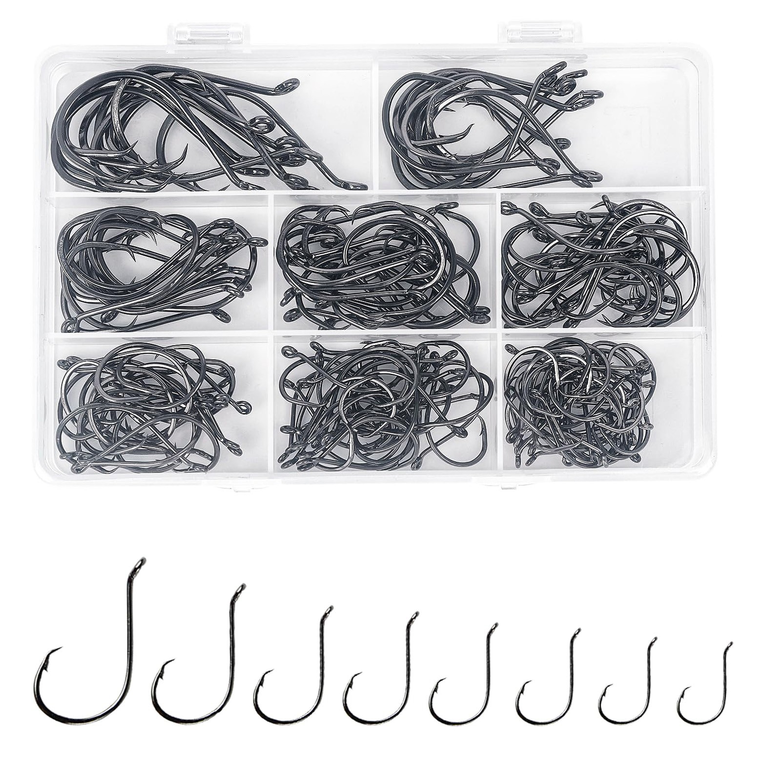 High Carbon Steel Circle Hooks, Offset Design Saltwater Fishing, Silver