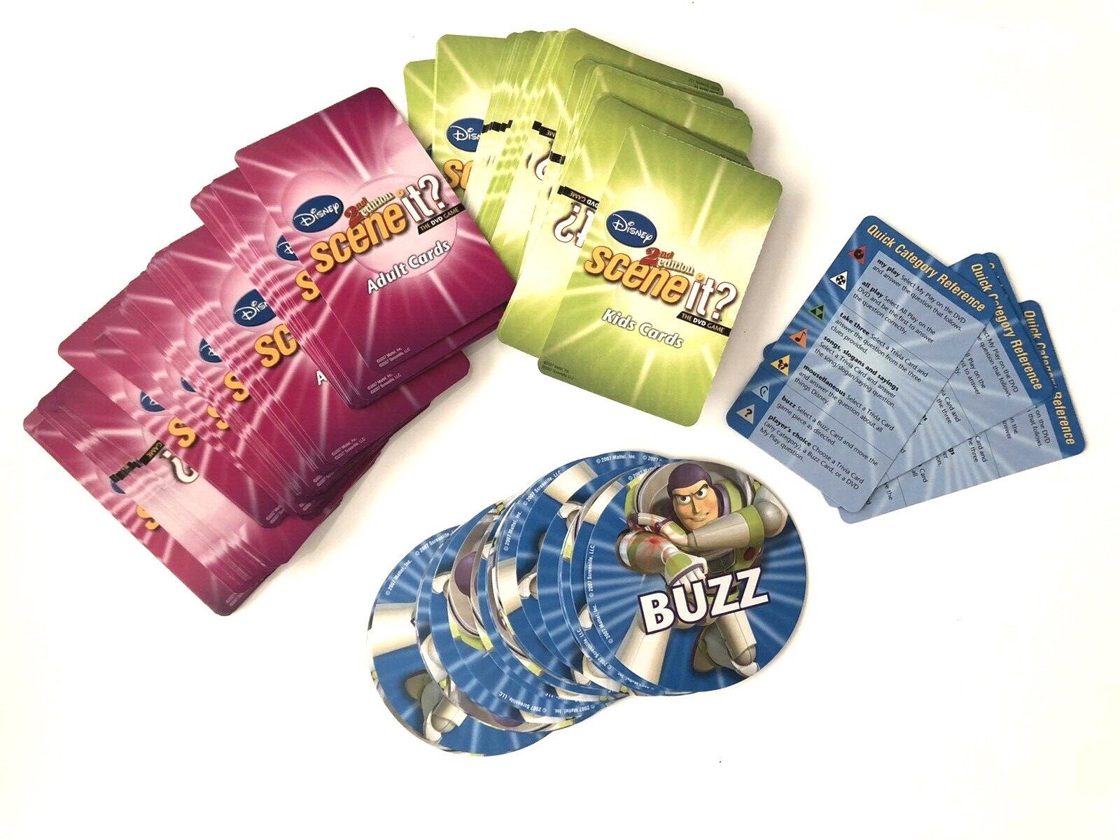 Disney Scene It 2nd Edition DVD Game Trivia and Buzz Cards Complete Sets