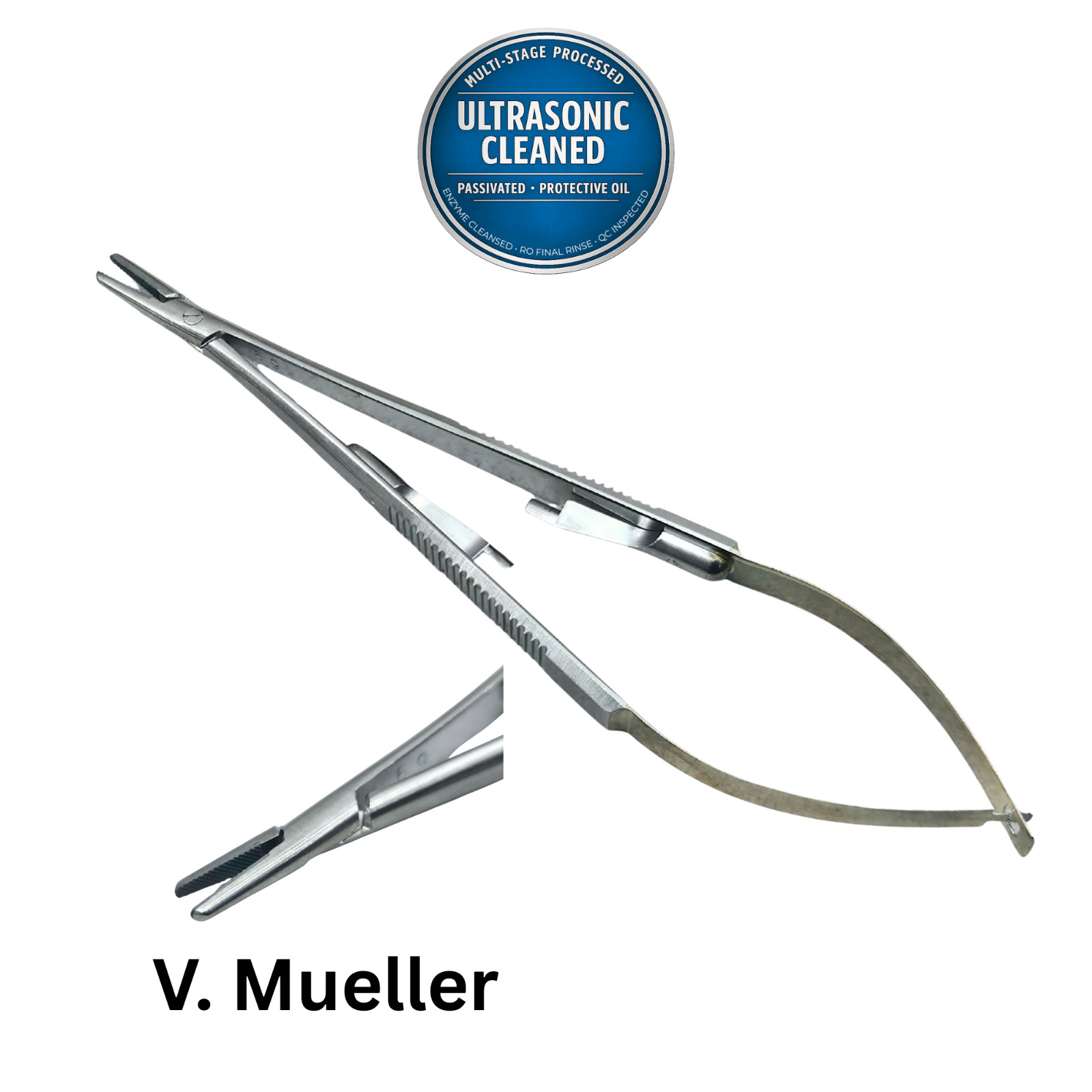 V. Mueller OP7399 Castroviejo STR Needle Holder 5.5" - Ultrasonic Cleaned