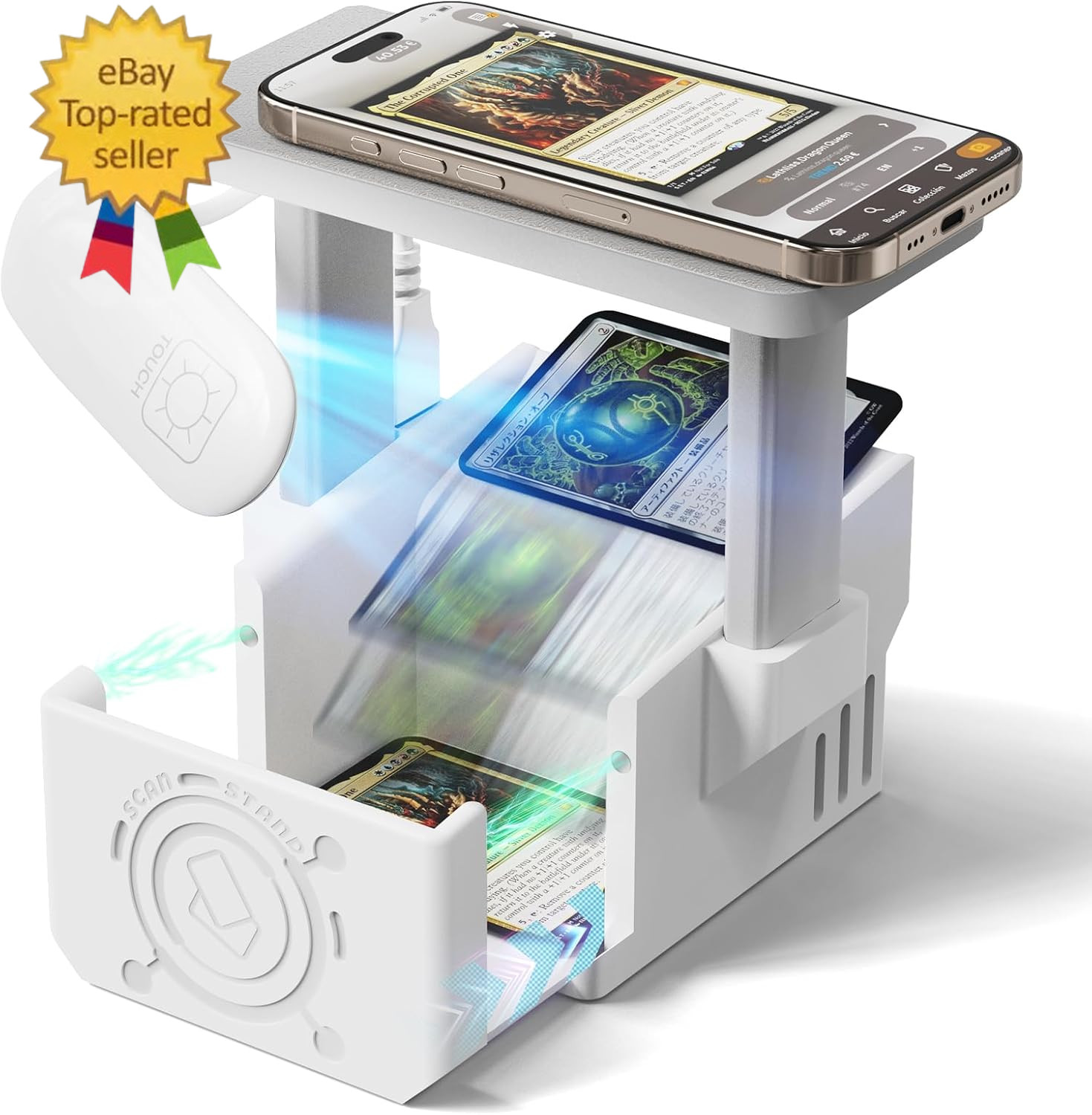Card Scanner Pro for Trading Cards – MTG & TCG Card Scanner Stand with LED Light