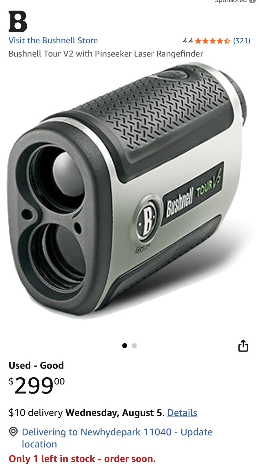 Bushnell Tour V2 Laser Rangefinder