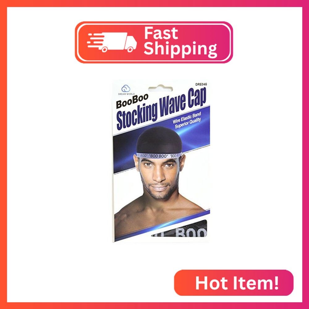 Dream, Boo Boo STOCKING WAVE CAP, Wire Eastic Band (Item #045 Black)