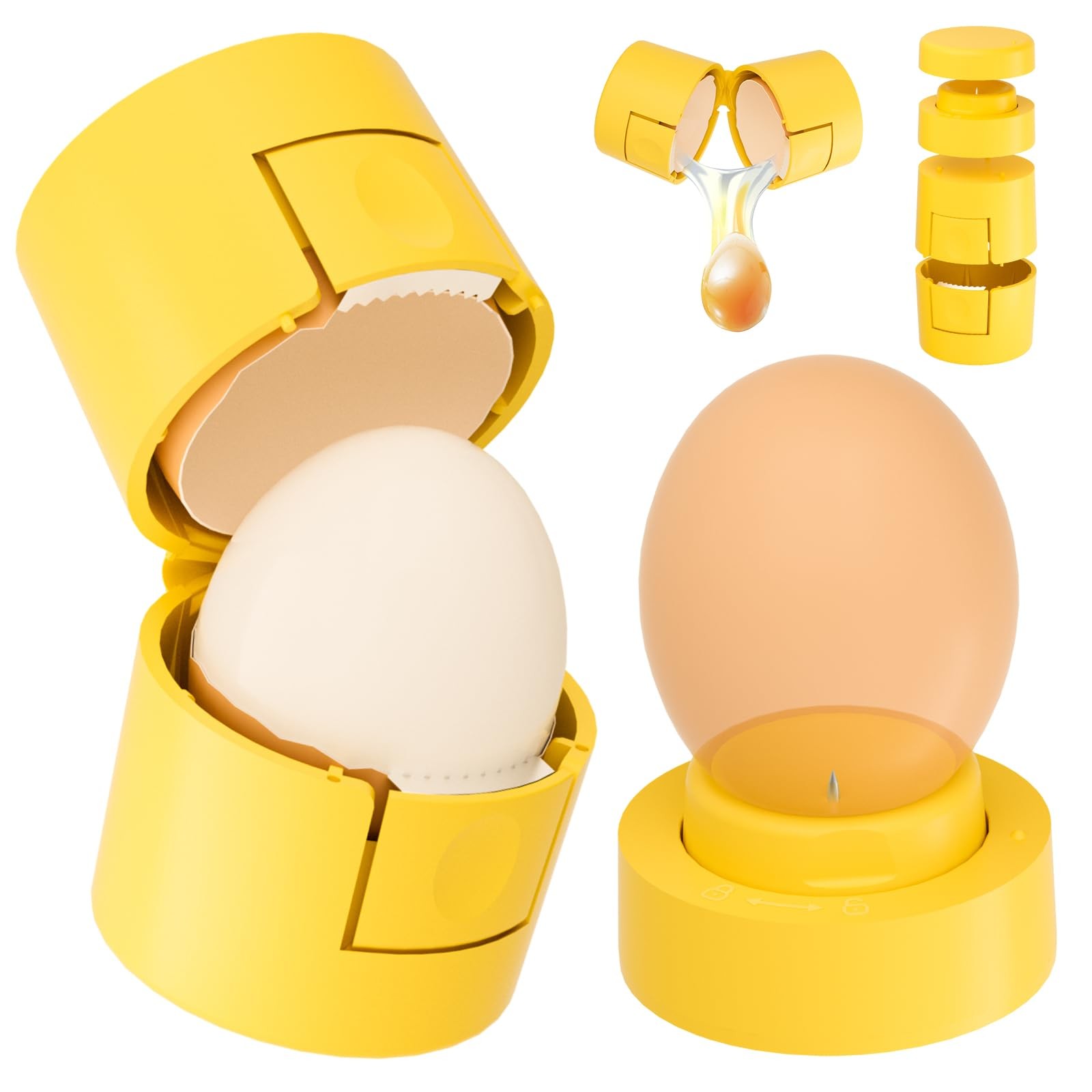 Innovative 2 in 1 Egg Shell Opener, Hard 2 1 egg shell opener, Yellow