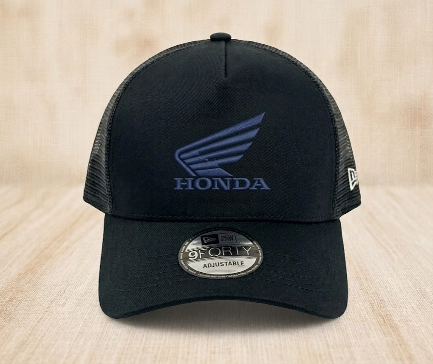 Honda Wing Logo Black Baseball Hat Embroidered Adjustable Trucker Cap