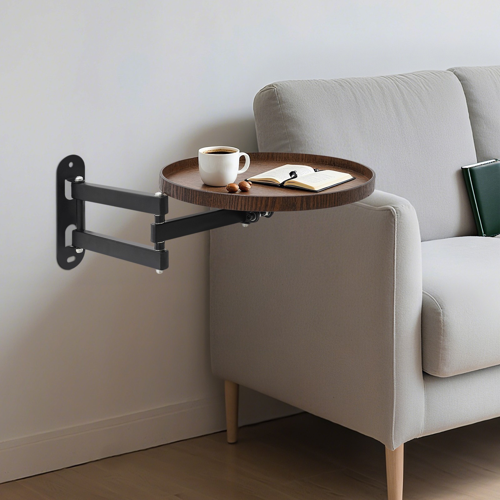 30cm(D) Round Wall Table, Foldable Reading Desk, Bedside Table, Wall-Mount Desk