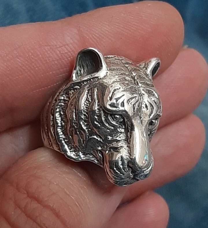 925 SILVER RING Men SEAL Tiger Tiger Ring Sterling Man $