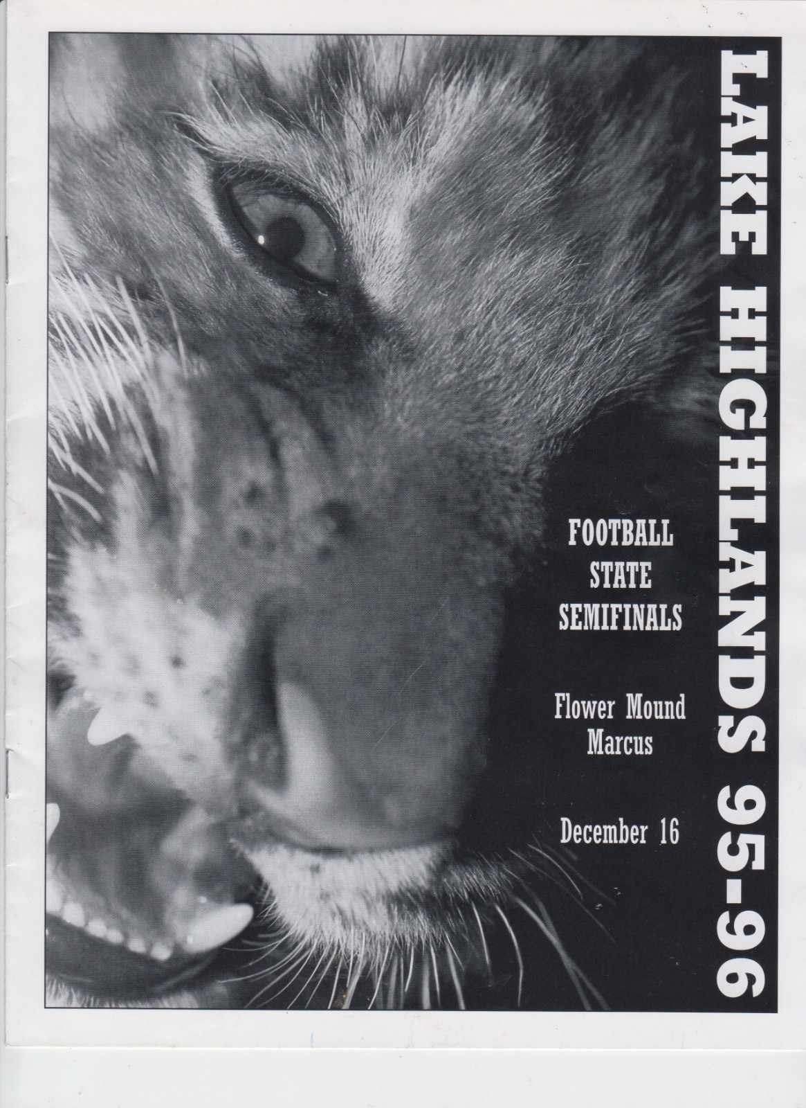 1995 TEXAS 5A SEMIFINAL FOOTBALL  program  LAKE HIGHLANDS vs FLOWER MOUND MARCUS