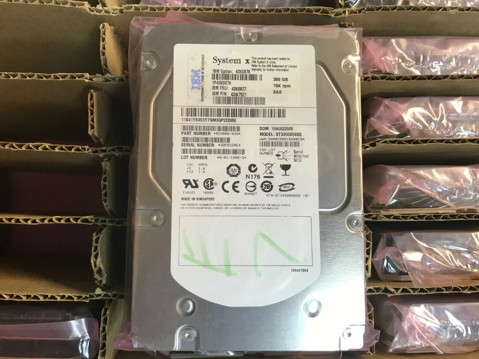 43X0876 43X0877 43XW7521 LOT OF 23 x SEAGATE IBM ST3300656SS 300GB SAS 15K HDD