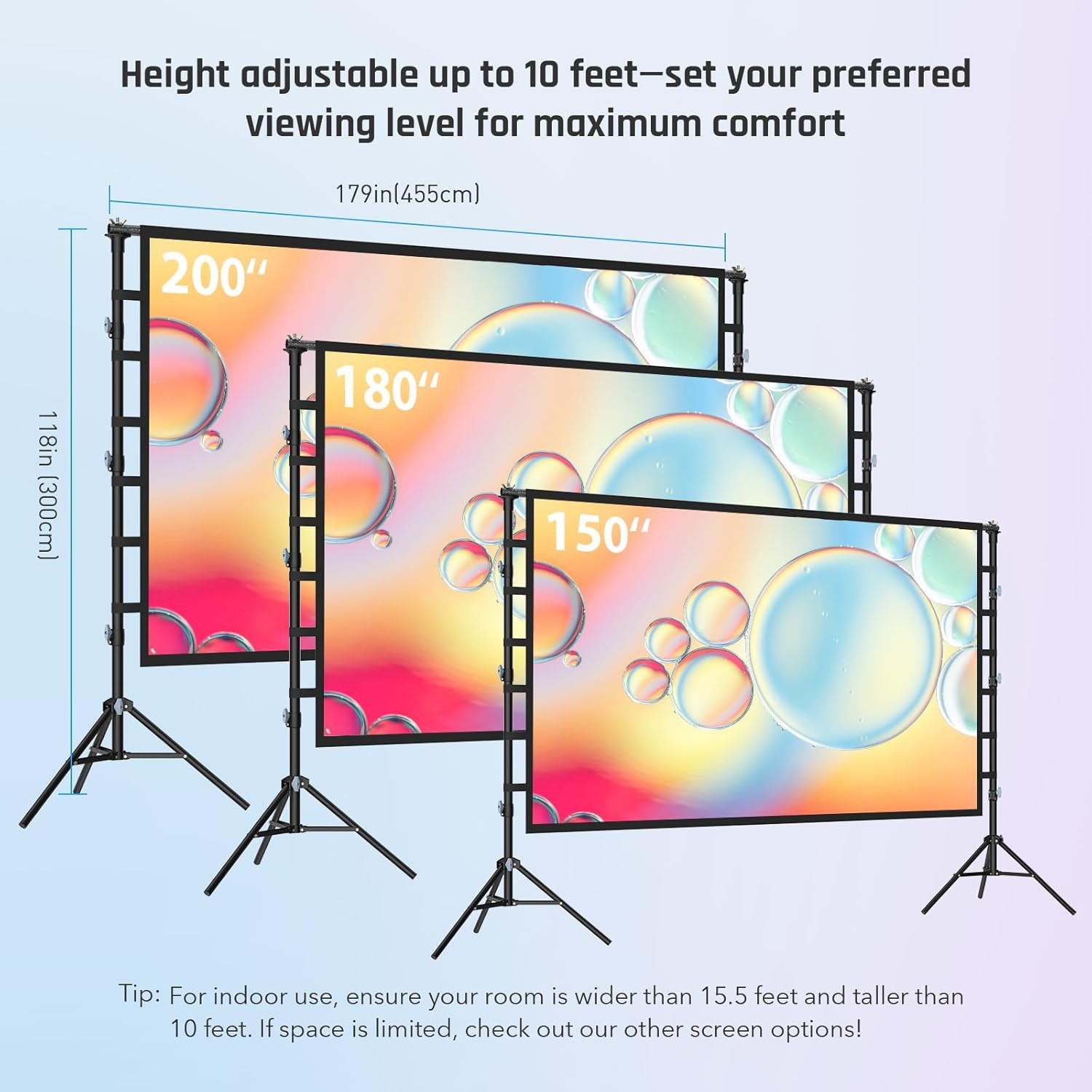 200 Inch Outdoor Projector Screen with Stand: Large Projection Screen with A...