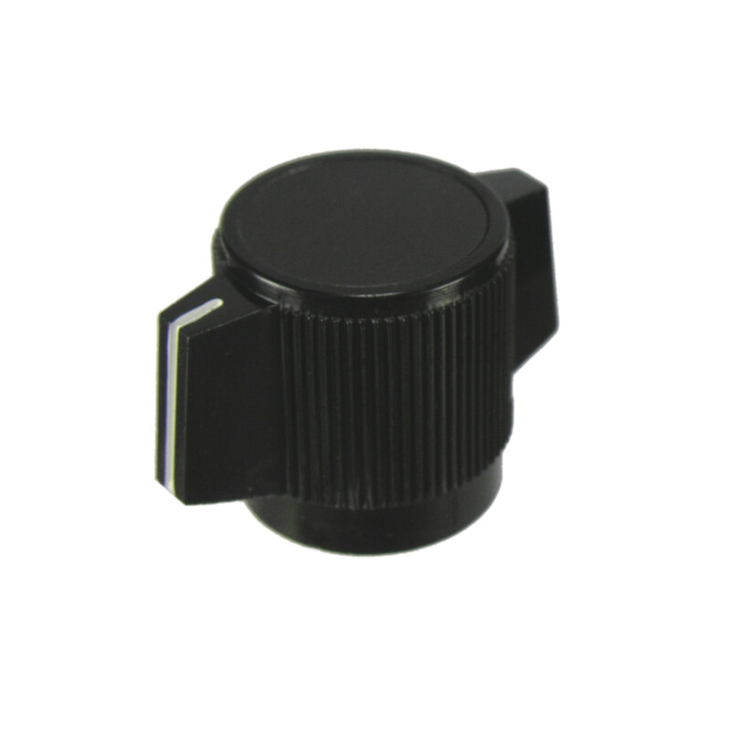 2Pc Black Pointer Control Knob White Indicator Aluminum Insert 2 Set Screws