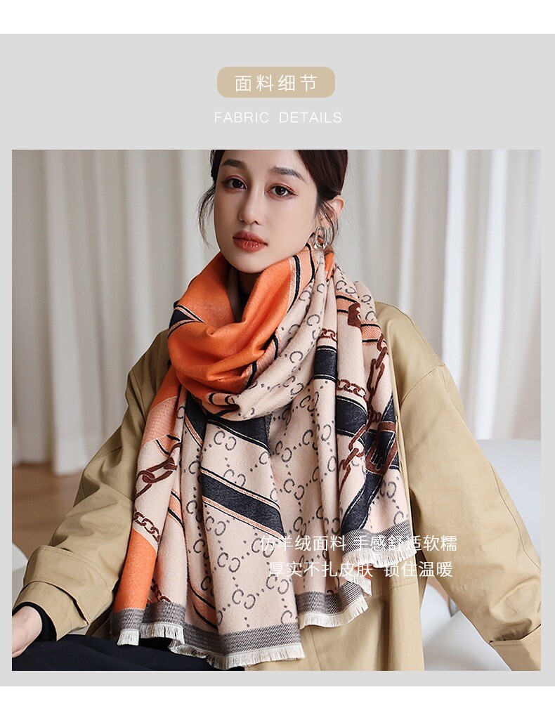 Thick Warm Winter Scarf Luxury Design Print Horse Women Cashmere Pashmina Shawl