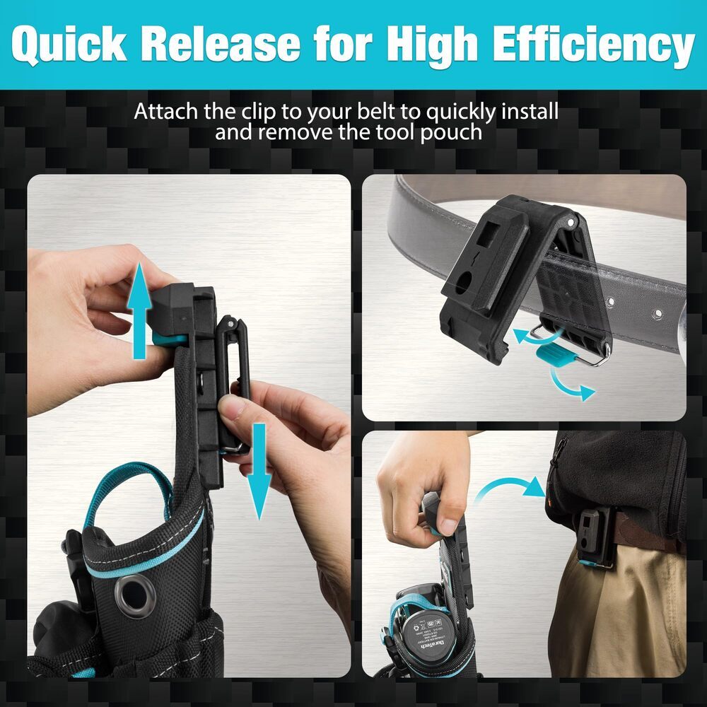DuraTech Large Drill Driver Holster Drill Holder w/Holder Strap Side Bit Pockets