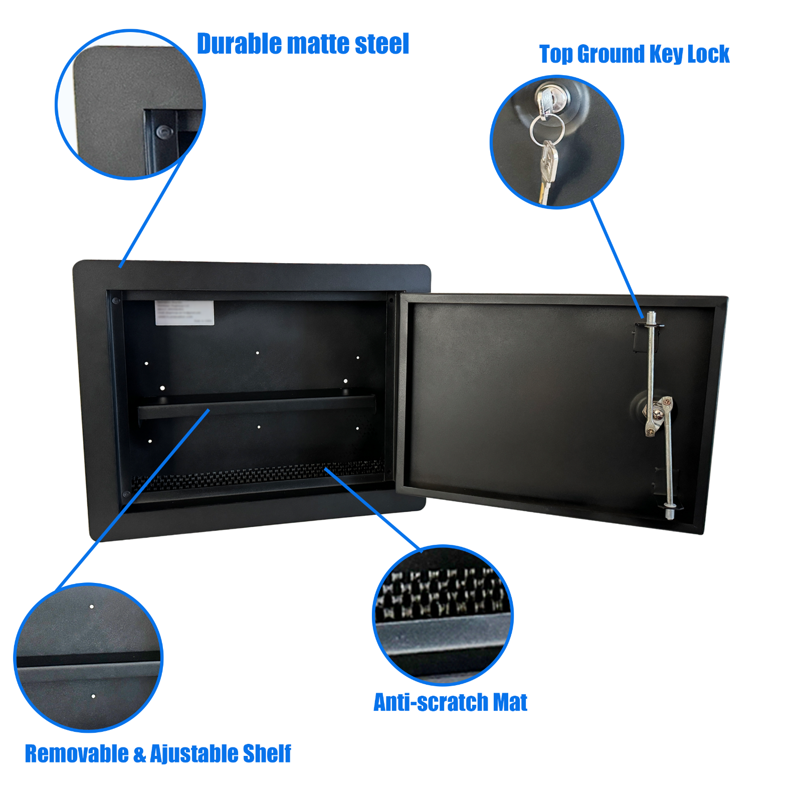 Heavy-Duty In-Wall Safe with Key Lock for Secure Storage, Wall Safe Box