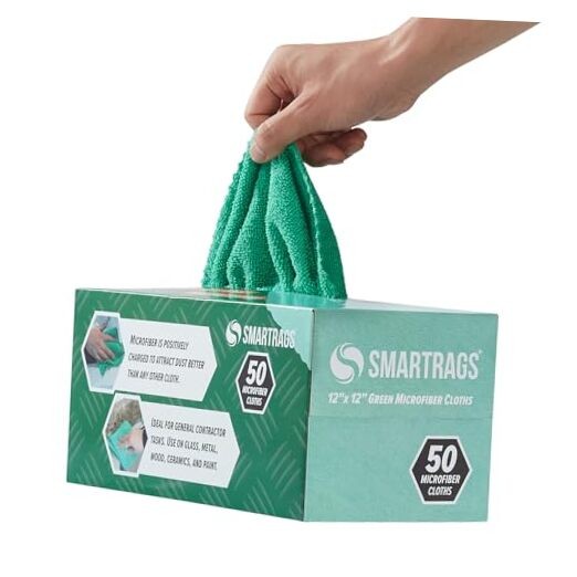 Arkwright Smart Rags in Box - () Lint Free Microfiber Cleaning Pack of 50 Green