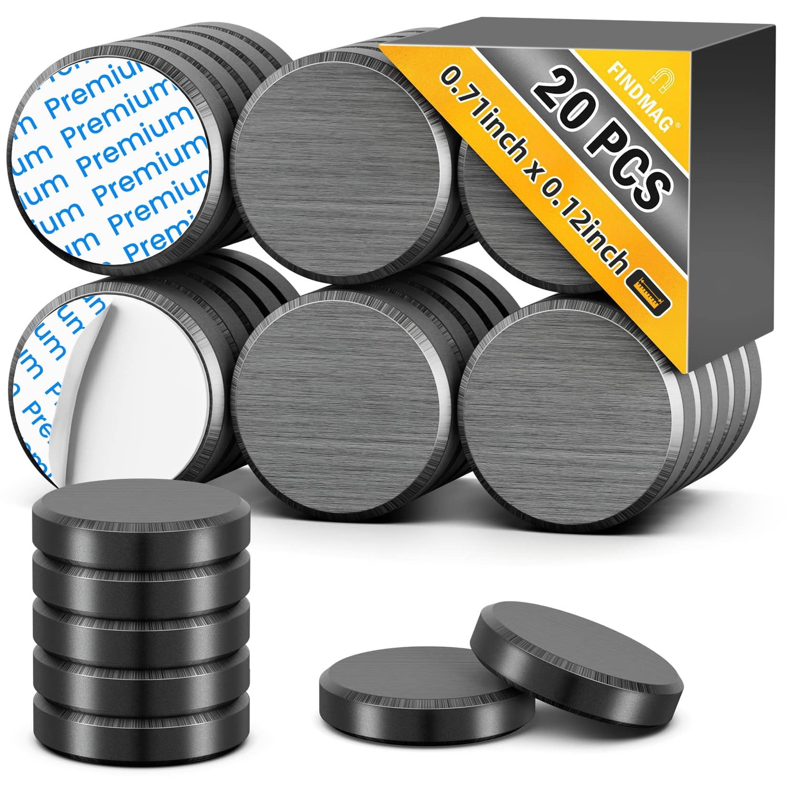 20 Craft Magnets with Adhesive Backing Round Ferrite Magnets with Adhesive Backi