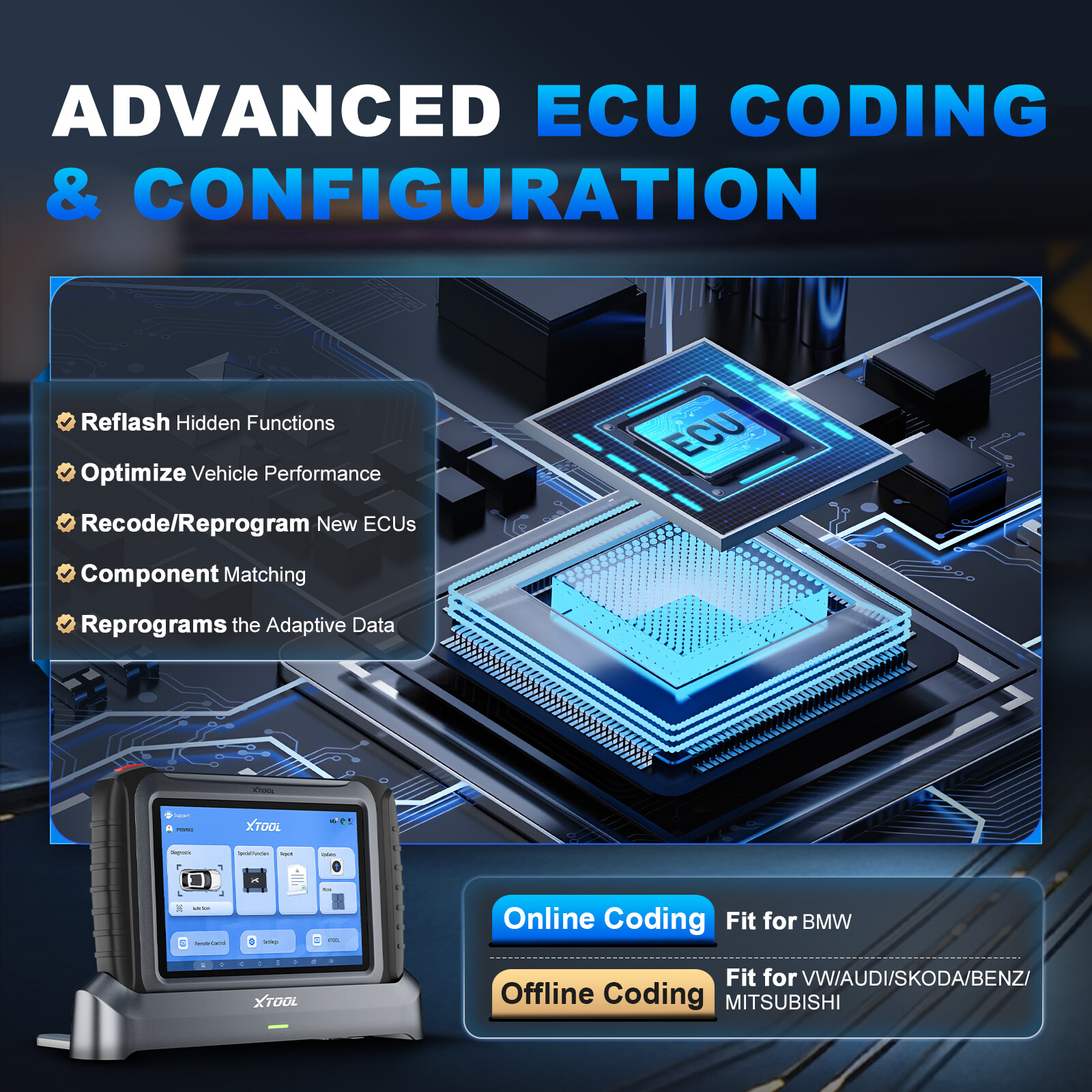 USED XTOOL IP919 MAX J2534 ECU Programming Diagnostic Tool IMMO KEY Programmer