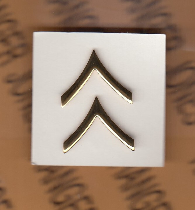 US ARMY Enlisted PRIVATE PVT E-2 dress uniform rank ~1" badge set c/b