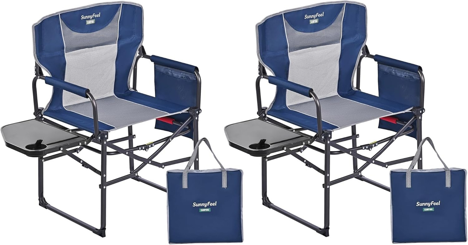 Camping Directors Chair, Heavy Duty,Oversized Portable Folding Chair with Side T