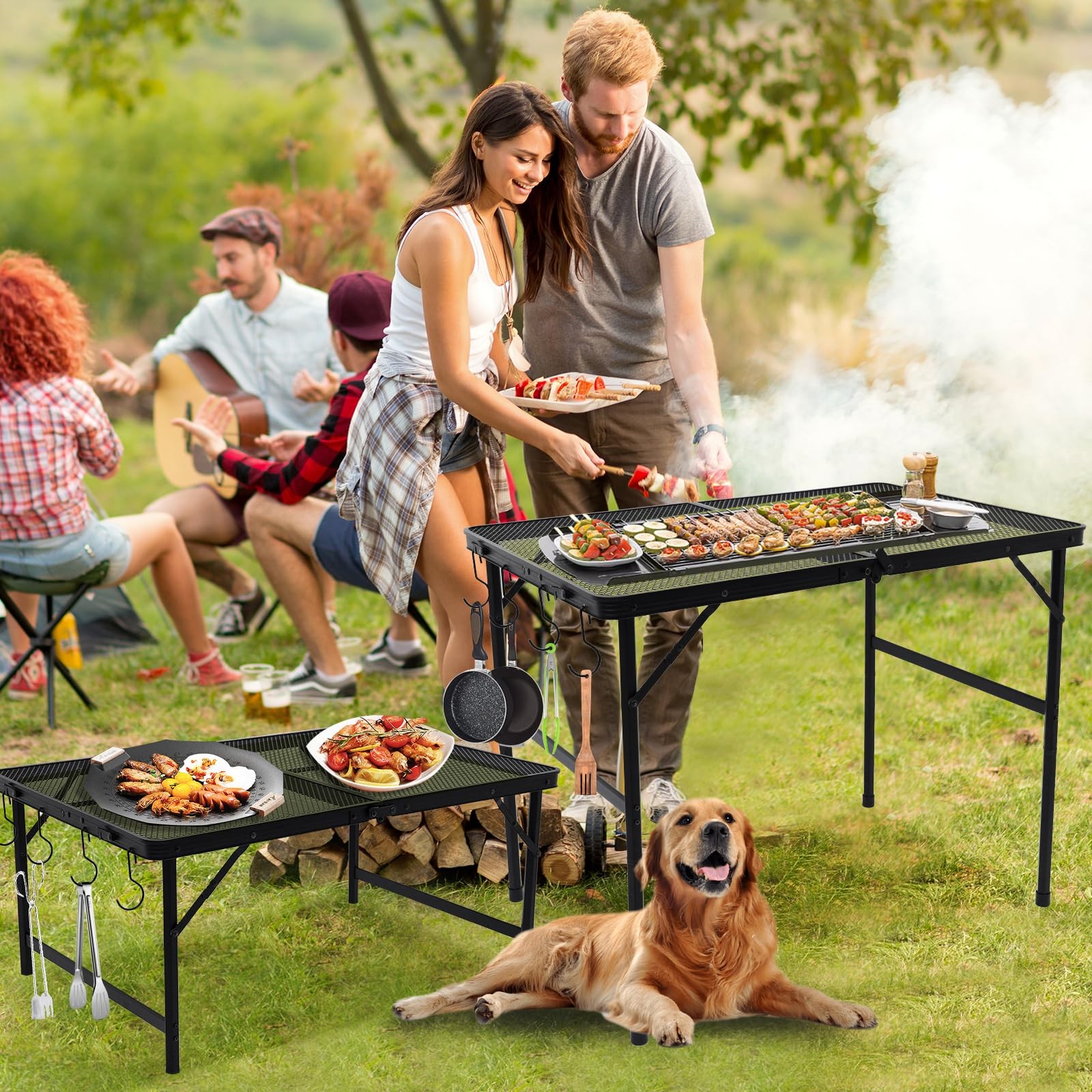 ALZEROOE 3 Ft Aluminium Folding Table - Portable Height Adjustable Garden