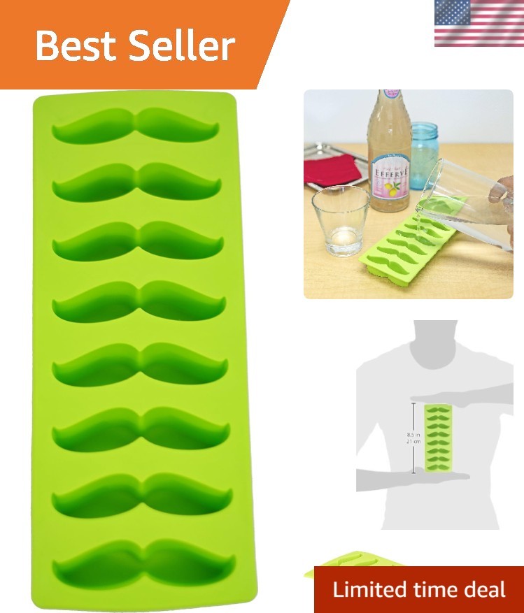 Add Fun to Parties with a Green Moustache Ice Cube Tray - Dishwasher Safe