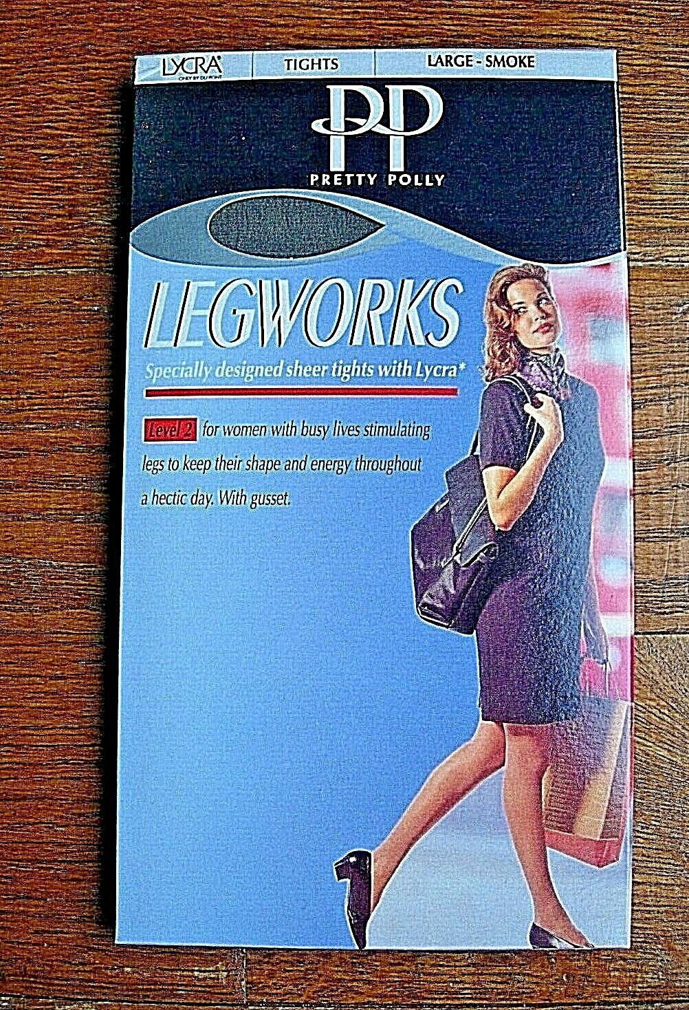 x2 "New" Vintage Pairs Pretty Polly Legworks - Level 2 Tights - Large - Smoke
