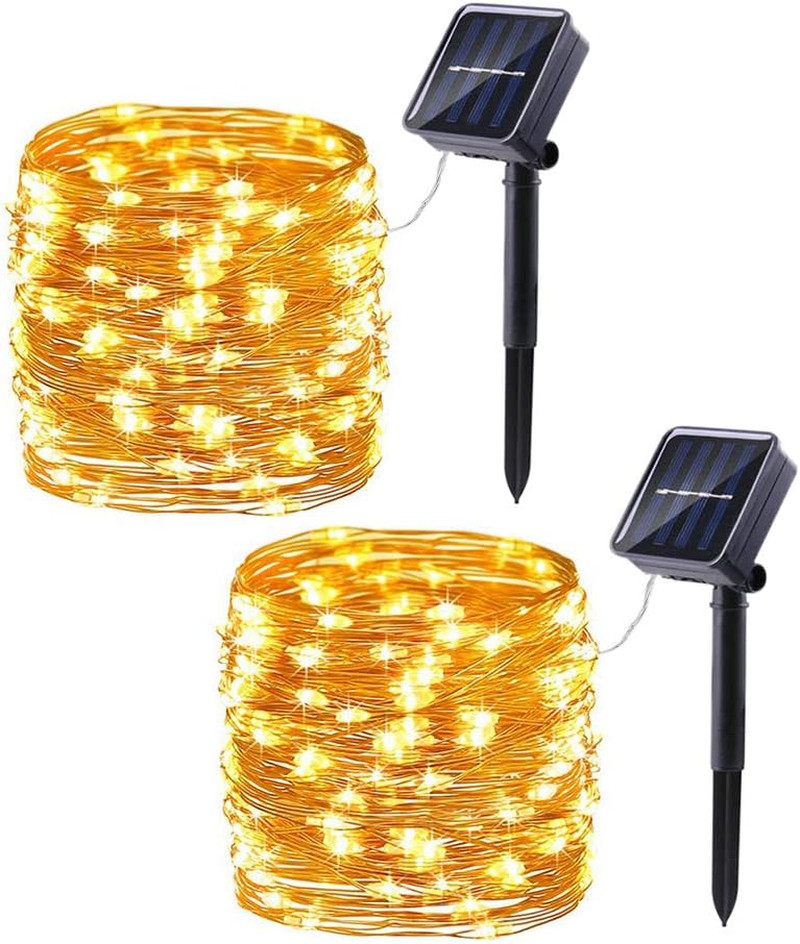 Solar String Lights Outdoor - 2 Pack Total 66ft 200LED Solar Fairy Lights Waterp