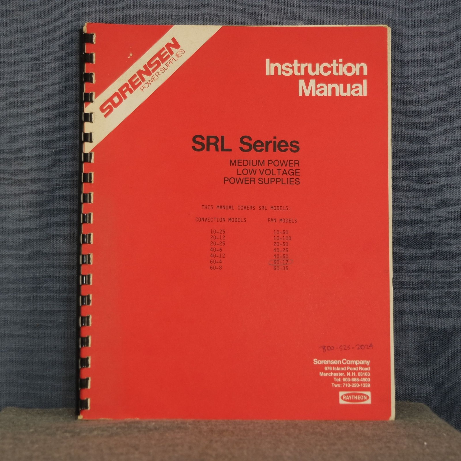 Sorensen Medium DCR-B Series 500-Watt Power Supply Instruction Manual & Service