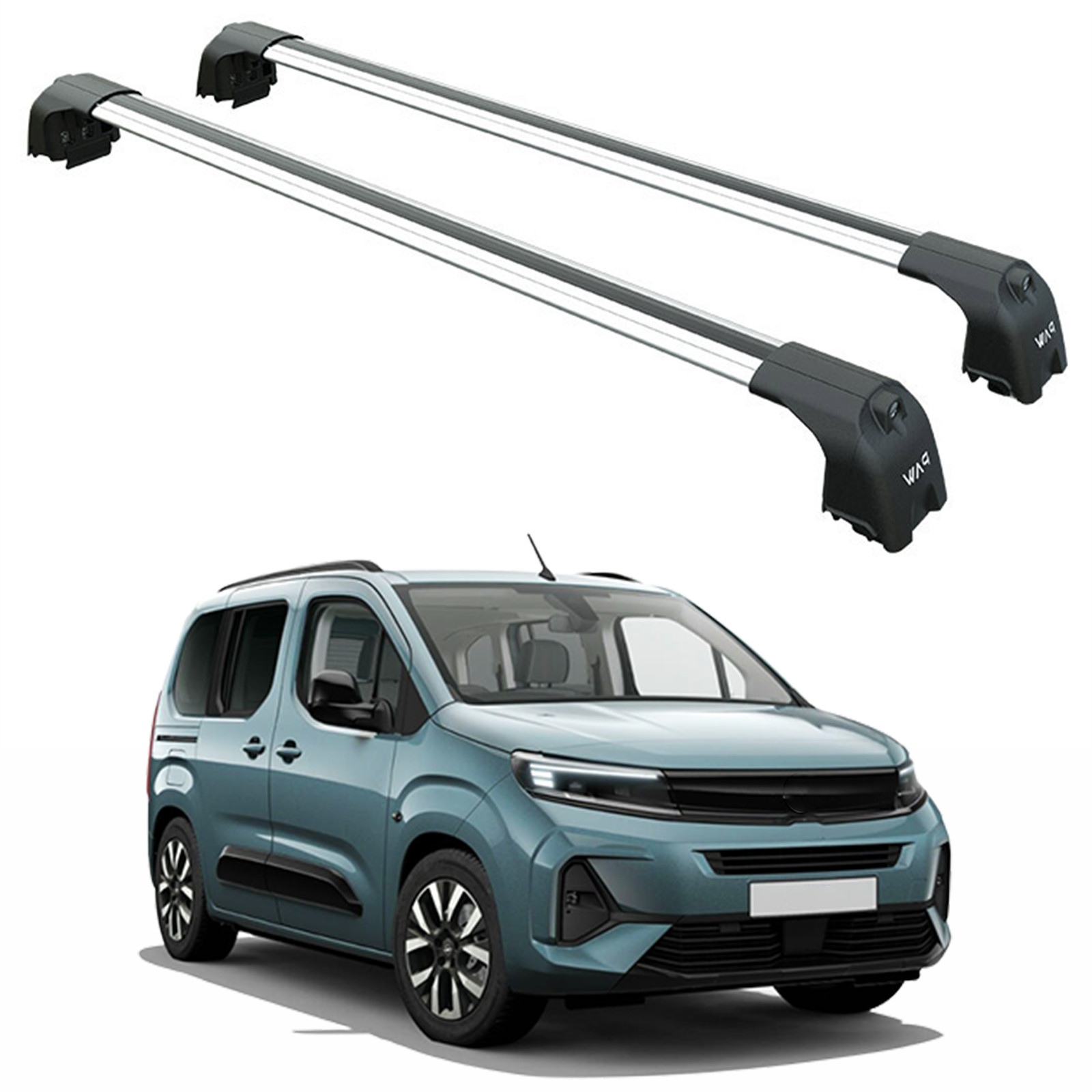 For Opel Combo 2023-2025 Roof Rack System, Aluminum Cross Bar, Flush Rail, Silve